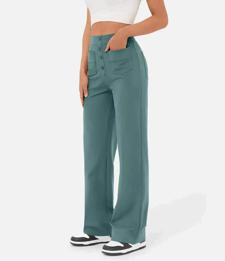 Pantalon décontracté élastique à taille haute