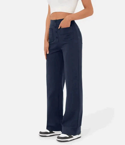 Pantalon décontracté élastique à taille haute