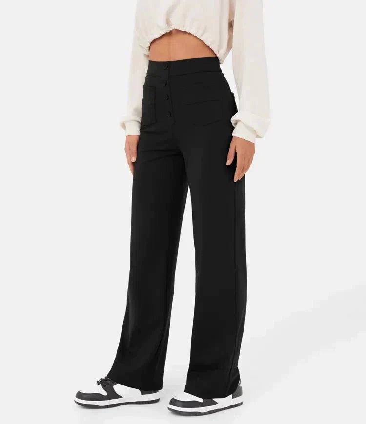 Pantalon décontracté élastique à taille haute