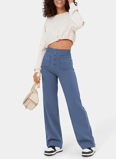 Pantalon décontracté élastique à taille haute