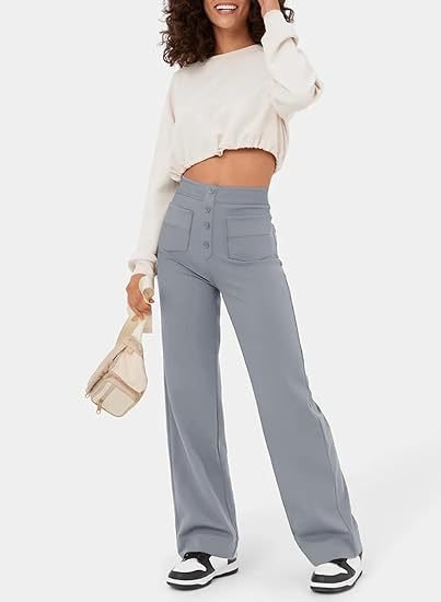 Pantalon décontracté élastique à taille haute